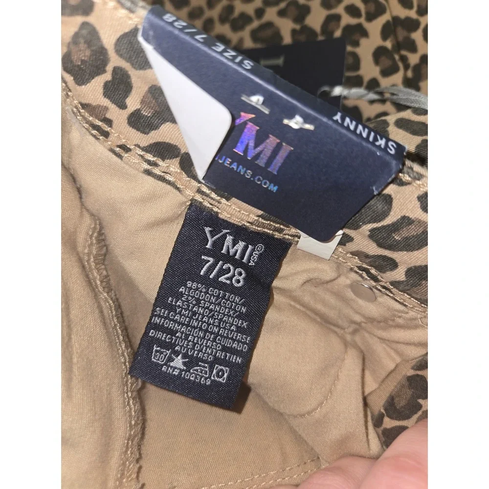 YMI Women 7/28 Brown Tan Bold‎ Cheetah Animal Print High Rise Skinny Ankle Jeans